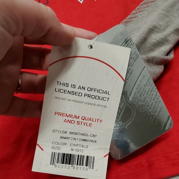 NWT Washington Capitals NHL Long Sleeve Red Gray Shirt Youth Medium New With Tag - Picture 4 of 5